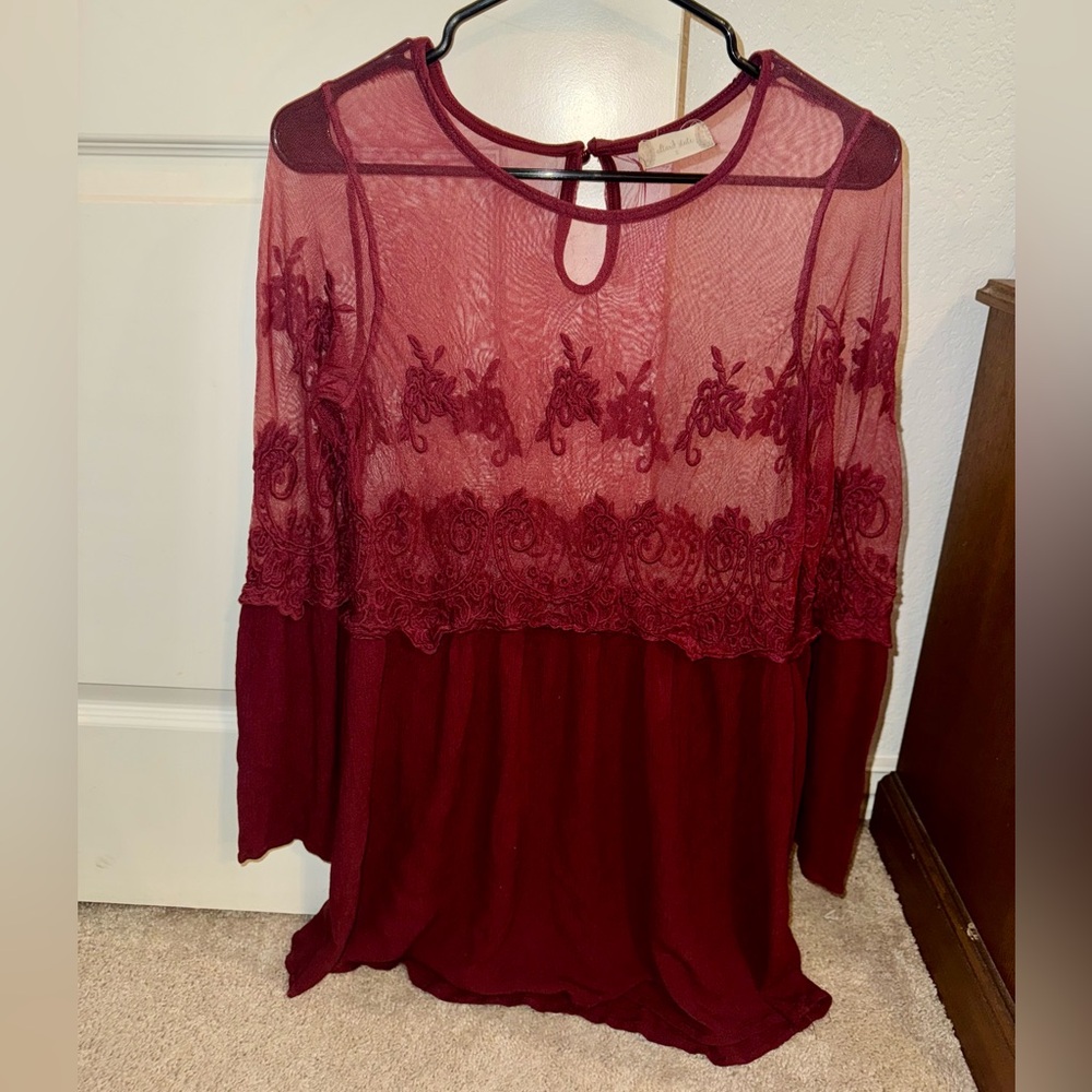 Altar’d State Boho Lace Top Burgundy Darian Dress